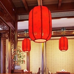 Archaize pele de carneiro lanternas vermelhas varanda droplight lâmpada luz
