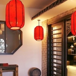 Archaize pele de carneiro lanternas vermelhas varanda droplight lâmpada luz