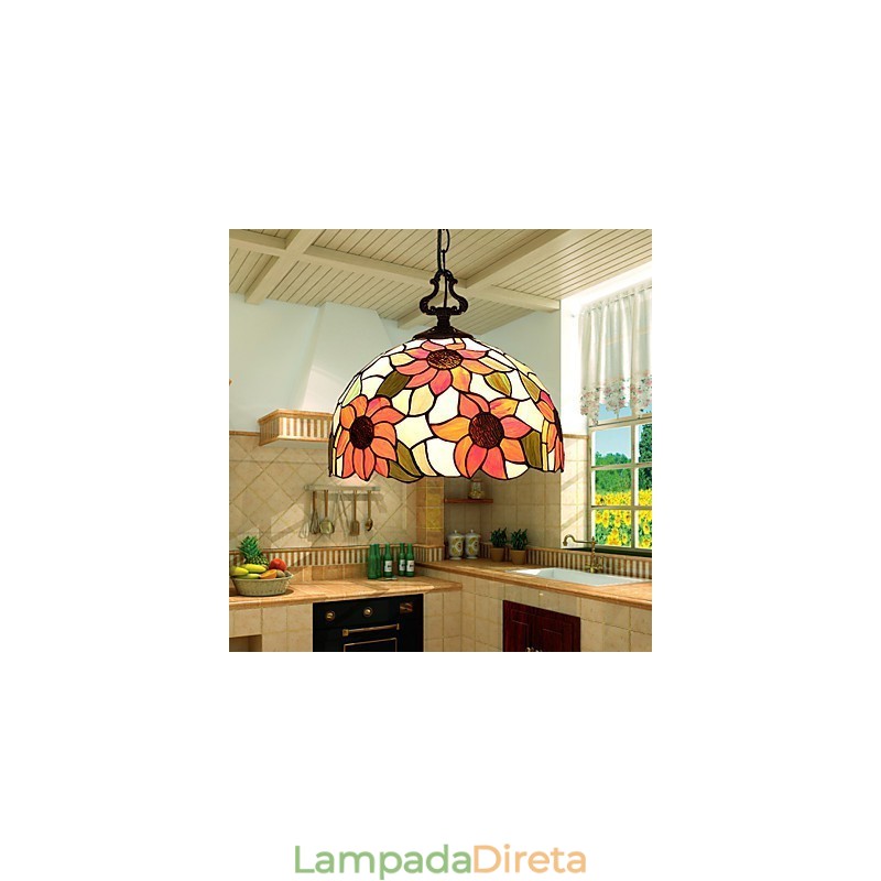Lustre de vidro colorido de artes criativas rurais europeias que restauram formas antigas de luz de lâmpada