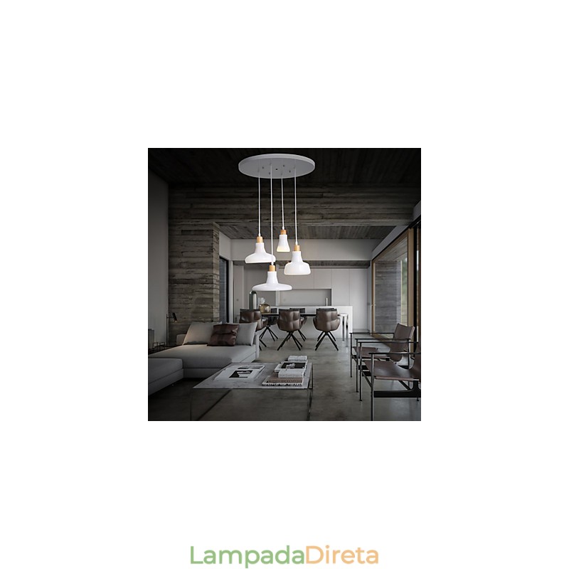 Pendente de 4 luzes com característica criativa e cúpula de ferro