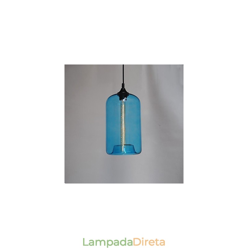 Pendente de design de garrafa 1 luz com cúpula transparente