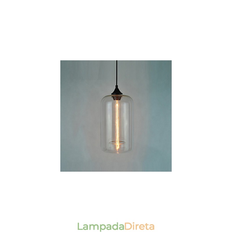 Pendente de design de garrafa 1 luz com cúpula transparente