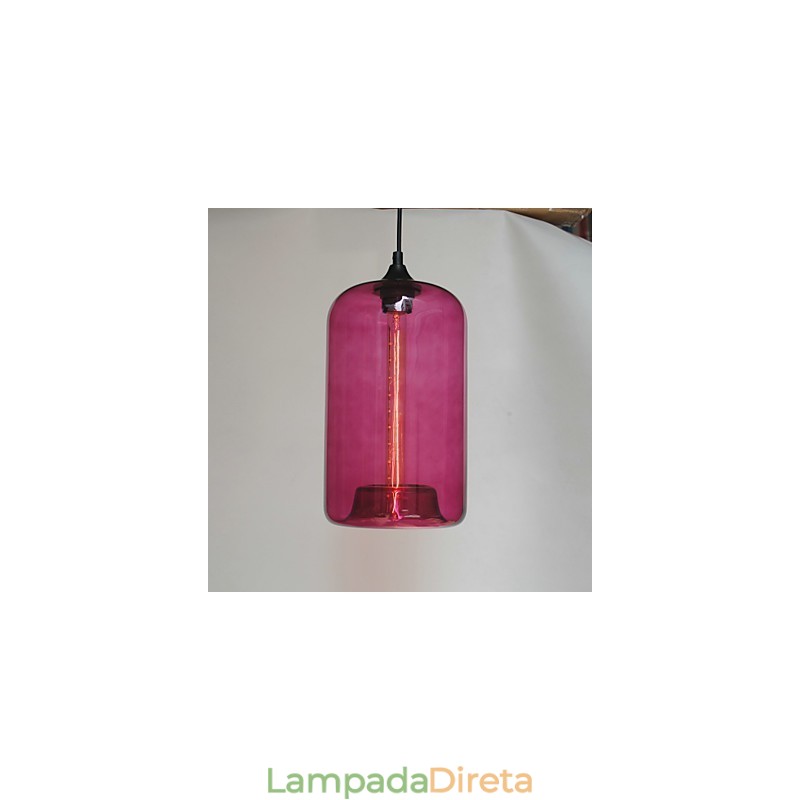 Pendente de design de garrafa 1 luz com cúpula transparente