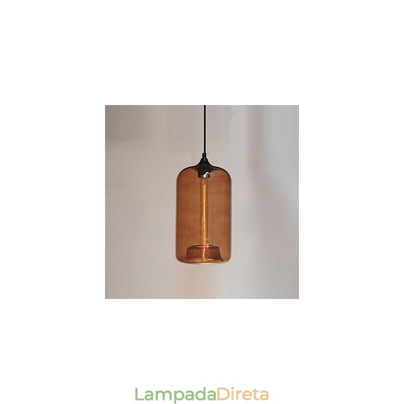 Pendente de design de garrafa 1 luz com cúpula transparente