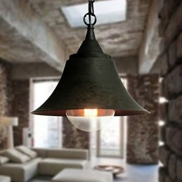 Luminária pendente de metal em formato de sino preto fosco vintage médio