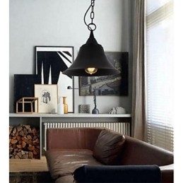 Luminária pendente de metal em formato de sino preto fosco vintage médio