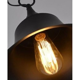 Luminária pendente de metal em formato de sino preto fosco vintage médio