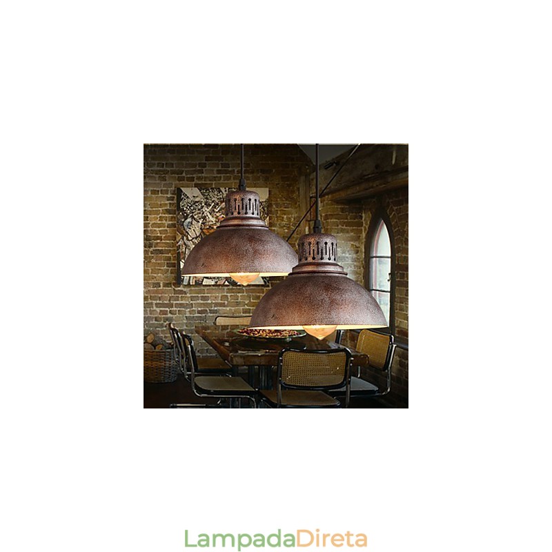 Luminária pendente de metal estilo retrô mini com pintura ao ar livre