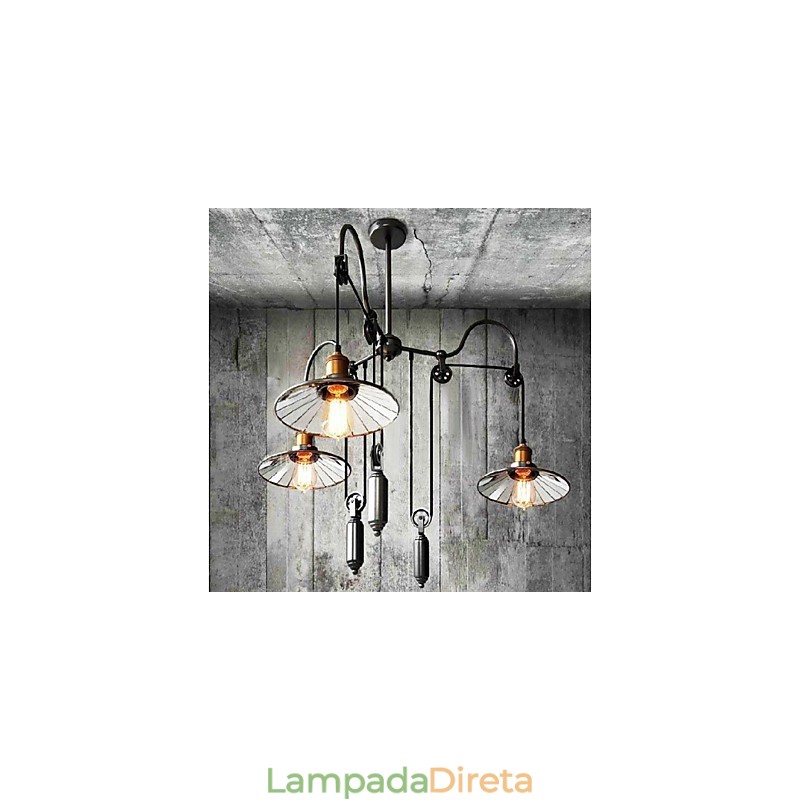 Lustre de metal estilo country vintage com pintura em miniatura