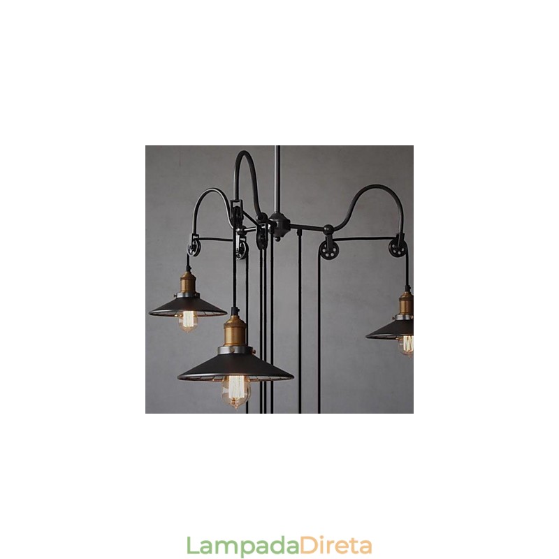 Lustre de metal estilo country vintage com pintura em miniatura