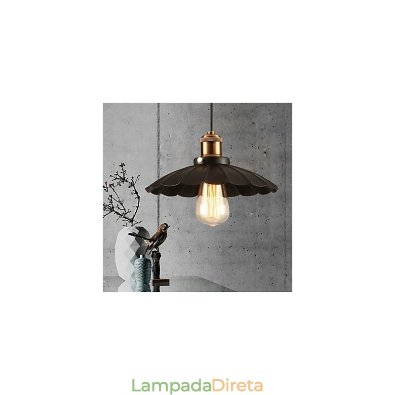 Lustre de ferro forjado vintage com guarda-chuva preto exclusivo