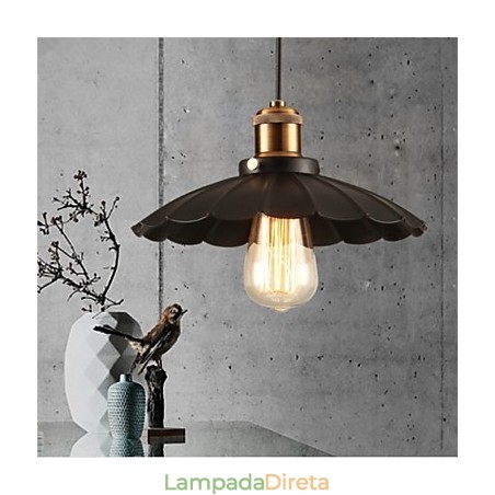 Lustre de ferro forjado vintage com guarda-chuva preto exclusivo Lustre de ferro forjado vintage com guarda-chuva preto exclusivo