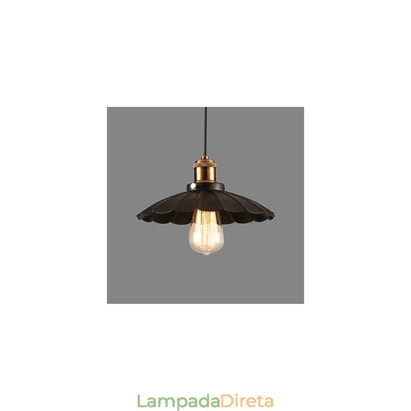 Lustre de ferro forjado vintage com guarda-chuva preto exclusivo
