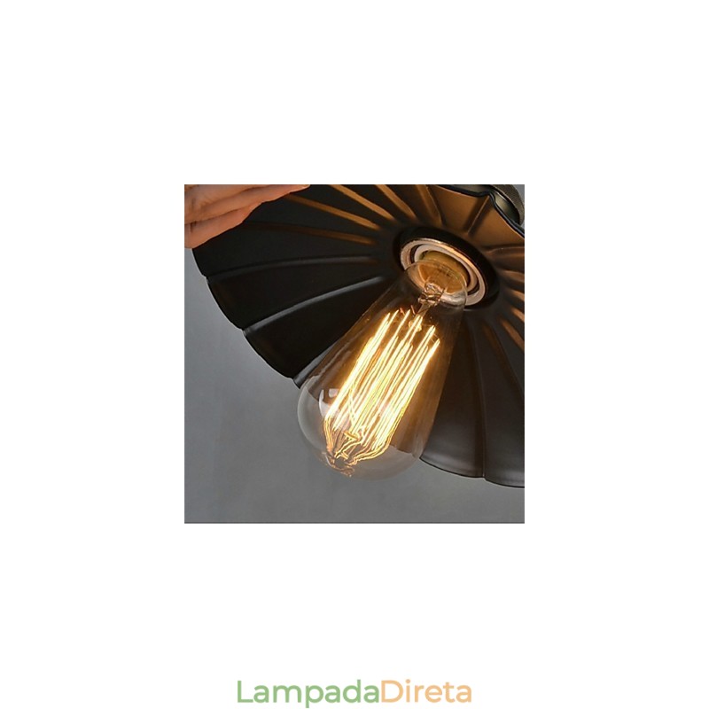 Lustre de ferro forjado vintage com guarda-chuva preto exclusivo