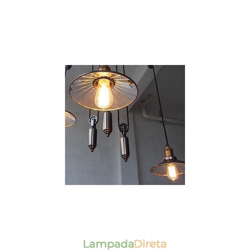 Lustre de metal estilo country vintage com pintura em miniatura