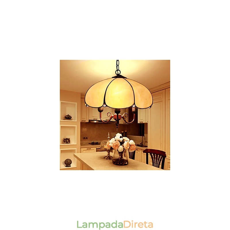 Lustre de vidro colorido de artes criativas rurais europeias que restauram formas antigas de luz de lâmpada