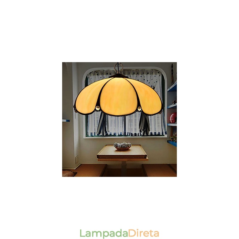 Lustre de vidro colorido de artes criativas rurais europeias que restauram formas antigas de luz de lâmpada