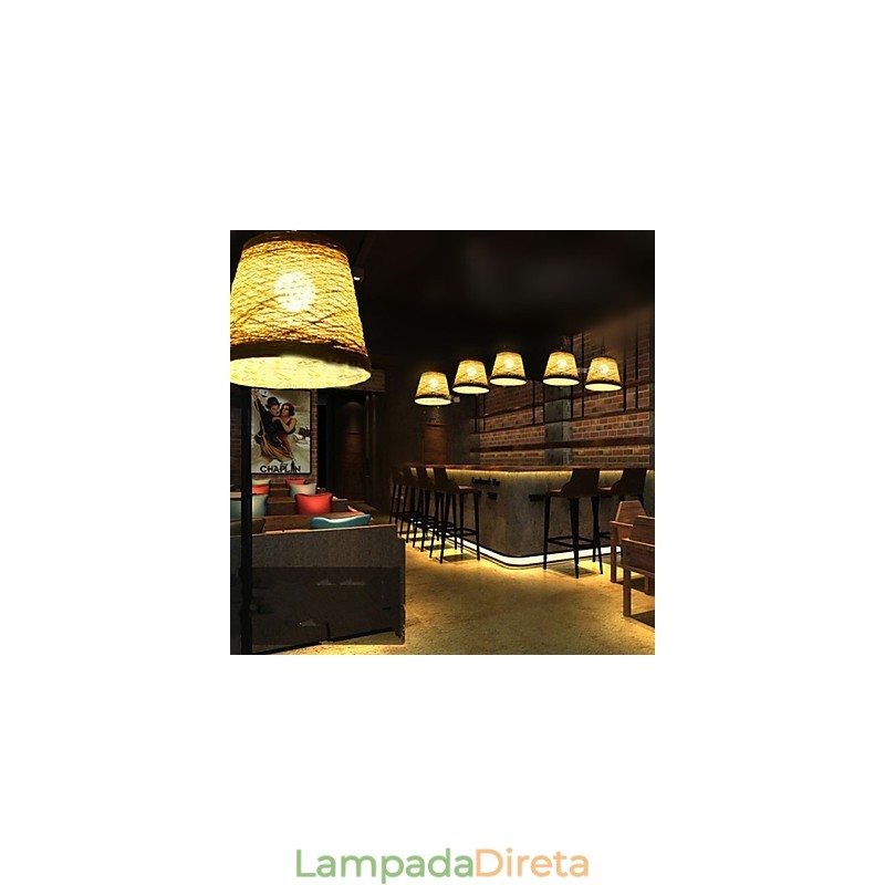 Lâmpada de teto suspensa de cabeça única moderna Rural Cany Art Woven Rattan