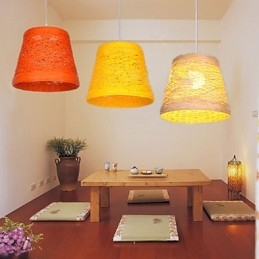 Lâmpada de teto suspensa de cabeça única moderna Rural Cany Art Woven Rattan