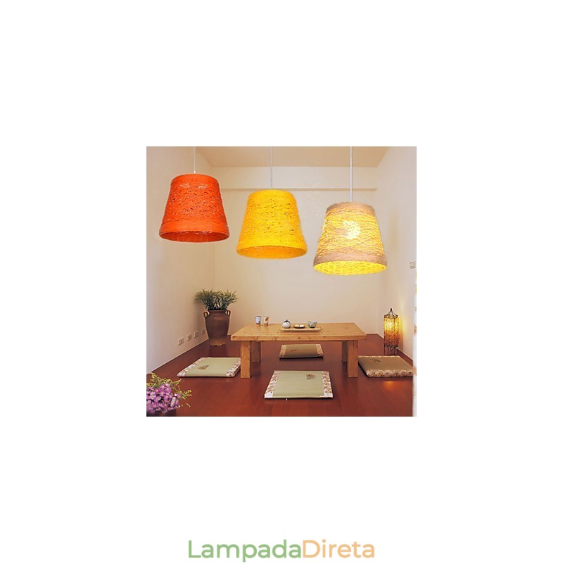 Lâmpada de teto suspensa de cabeça única moderna Rural Cany Art Woven Rattan