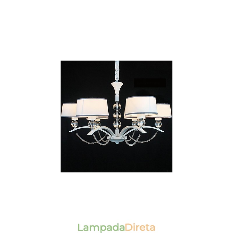 Lustre moderno contemporâneo de cristal cromado em tecido