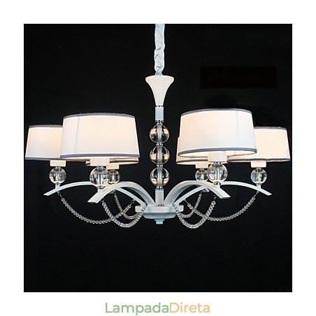 Lustre moderno contemporâneo de cristal cromado em tecido Lustre moderno contemporâneo de cristal cromado em tecido