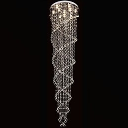 Lustre de teto Luzes Pendentes Luminárias com Cristal K9 Espiral Dupla D70CM H300CM