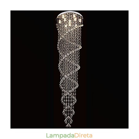 Lustre de teto Luzes Pendentes Luminárias com Cristal K9 Espiral Dupla D70CM H300CM Lustre de teto Luzes Pendentes Luminárias com Cristal K9 Espiral Dupla D70CM H300CM