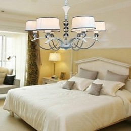 Lustre moderno contemporâneo de cristal cromado em tecido