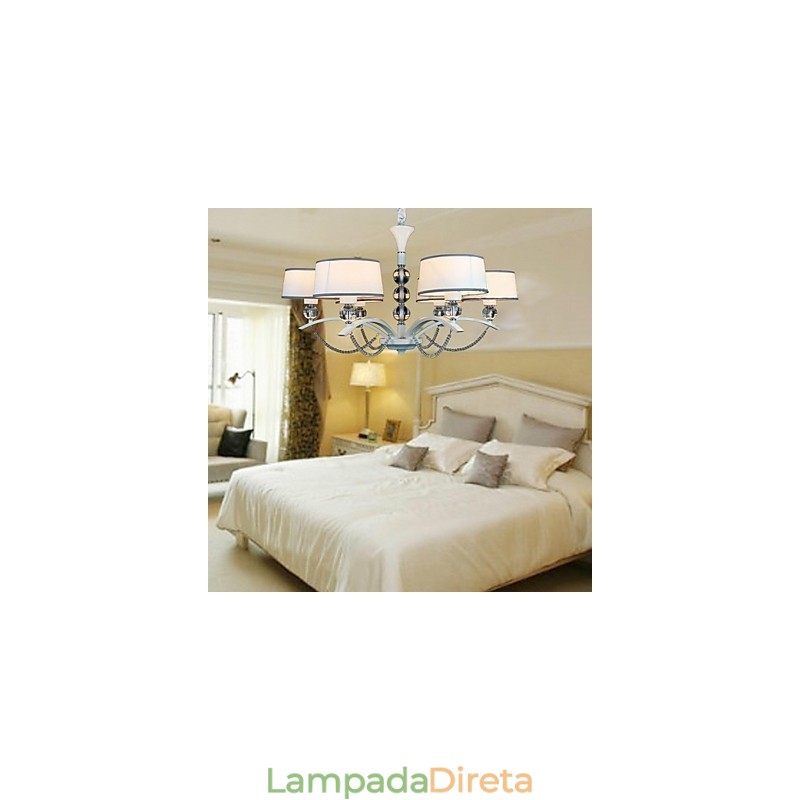 Lustre moderno contemporâneo de cristal cromado em tecido