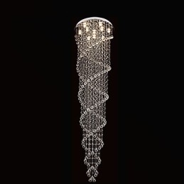 Lustre de teto Luzes Pendentes Luminárias com Cristal K9 Espiral Dupla D70CM H300CM