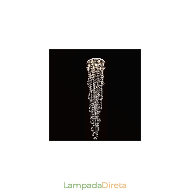 Lustre de teto Luzes Pendentes Luminárias com Cristal K9 Espiral Dupla D70CM H300CM