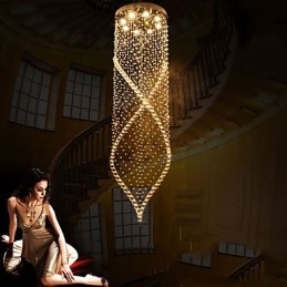 Lustre de cristal, luminárias pendentes, luminárias de teto suspensas com cristal K9 transparente e dossel prateado