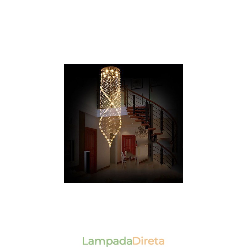 Lustre de cristal, luminárias pendentes, luminárias de teto suspensas com cristal K9 transparente e dossel prateado