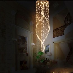 Lustre de cristal, luminárias pendentes, luminárias de teto suspensas com cristal K9 transparente e dossel prateado
