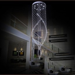 Lustre de cristal, luminárias pendentes, luminárias de teto suspensas com cristal K9 transparente e dossel prateado