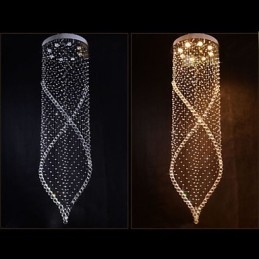 Lustre de cristal, luminárias pendentes, luminárias de teto suspensas com cristal K9 transparente e dossel prateado
