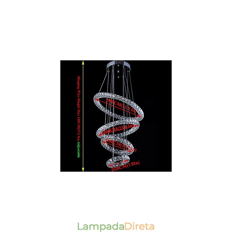 Luminária pendente de anel de cristal, lustre de teto moderno, luminárias de iluminação com