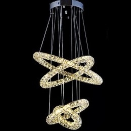 Luminária pendente de anel de cristal, lustre de teto moderno, luminárias de iluminação com