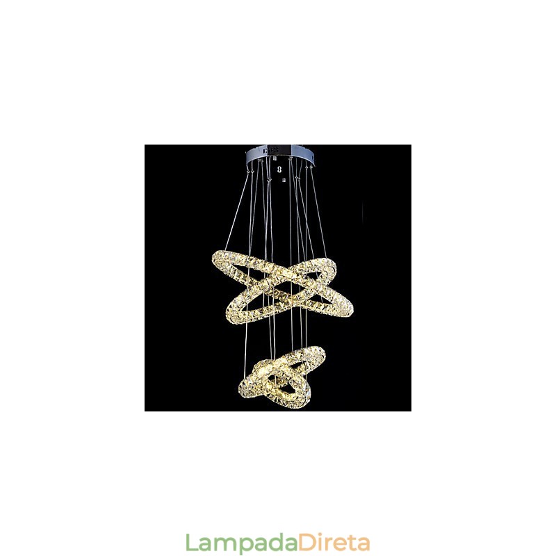 Luminária pendente de anel de cristal, lustre de teto moderno, luminárias de iluminação com