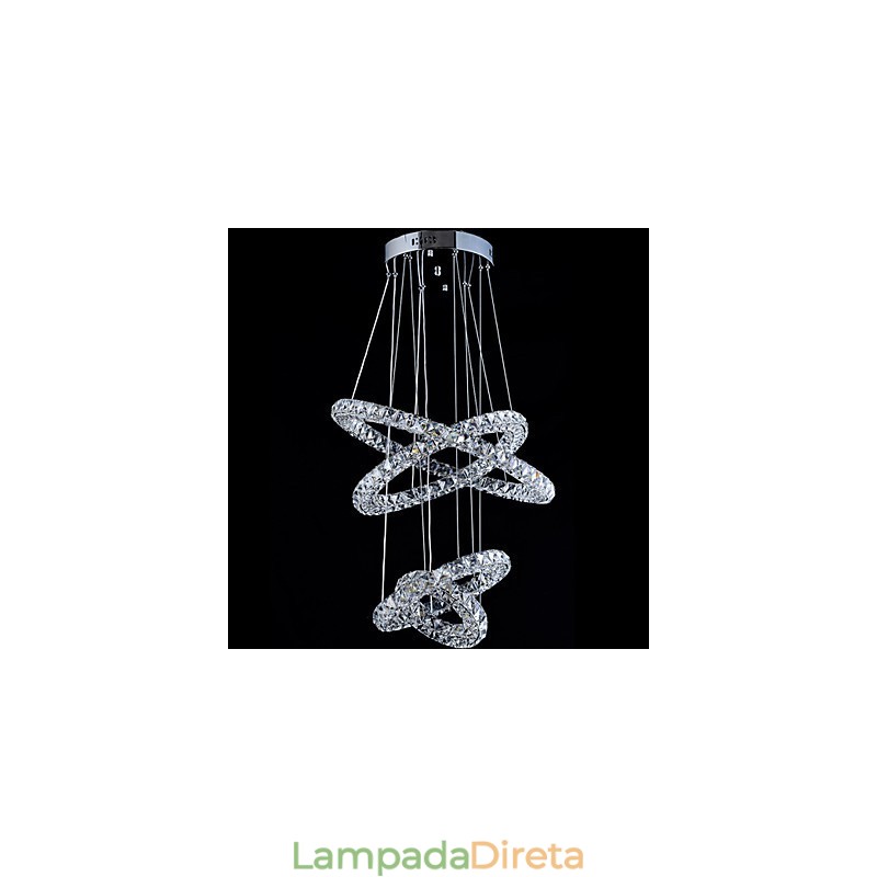 Luminária pendente de anel de cristal, lustre de teto moderno, luminárias de iluminação com