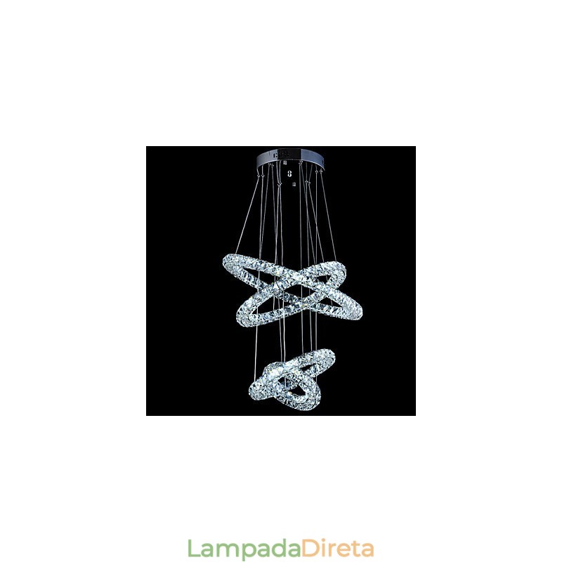 Luminária pendente de anel de cristal, lustre de teto moderno, luminárias de iluminação com