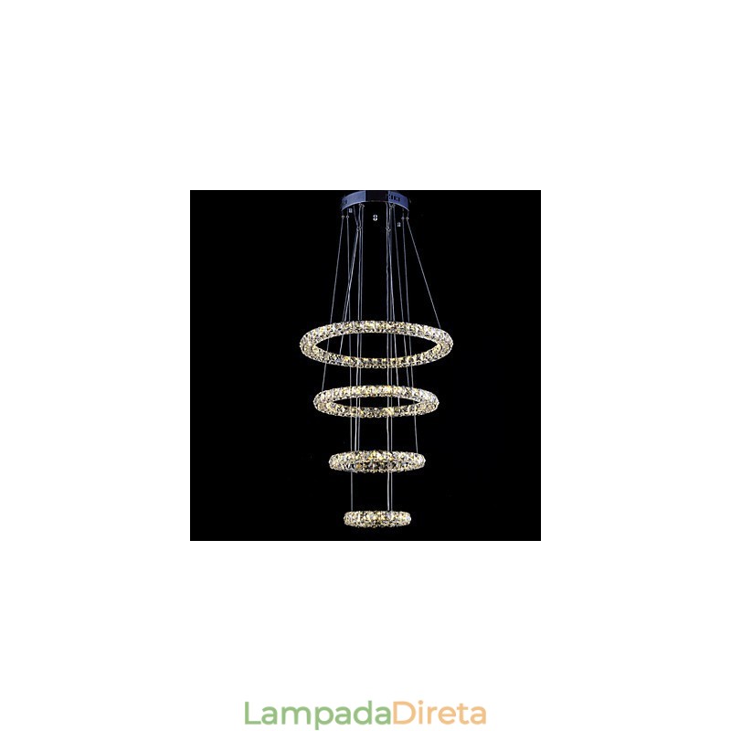 Luminária pendente de anel de cristal, lustre de teto moderno, luminárias de iluminação com