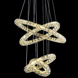 Luminária pendente de anel de cristal, lustre de teto moderno, luminárias de iluminação com