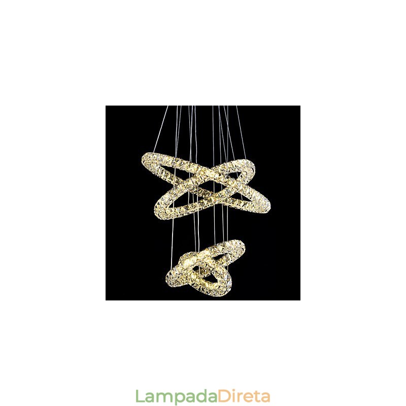 Luminária pendente de anel de cristal, lustre de teto moderno, luminárias de iluminação com