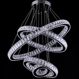 Luminária pendente de cristal, luminária de teto, lustre, luminárias com 4 anéis