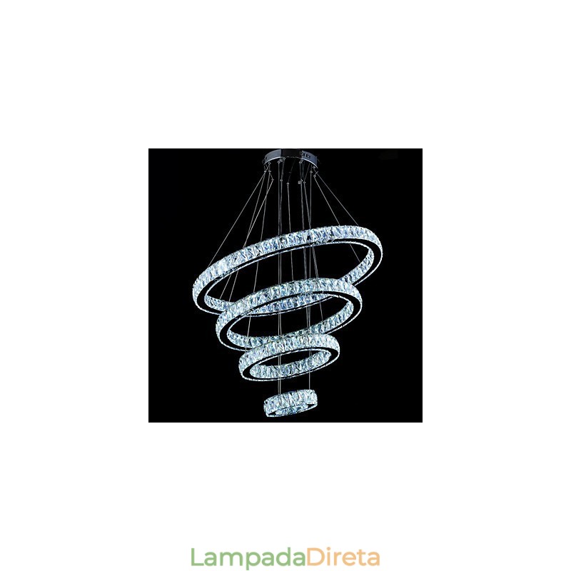 Luminária pendente de cristal, luminária de teto, lustre, luminárias com 4 anéis