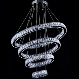 Luminária pendente de cristal, luminária de teto, lustre, luminárias com 4 anéis