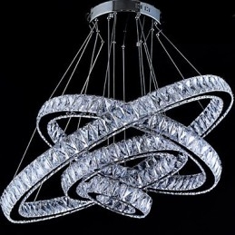 Luminária pendente de cristal, luminária de teto, lustre, luminárias com 4 anéis