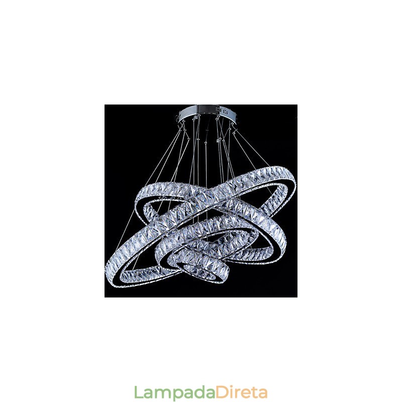 Luminária pendente de cristal, luminária de teto, lustre, luminárias com 4 anéis